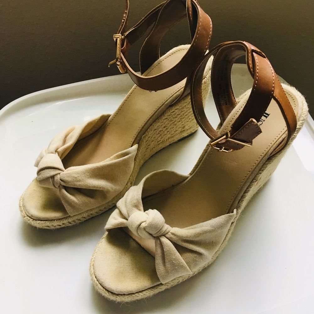 Espadrille Peep Toe Bow Tie Sandals